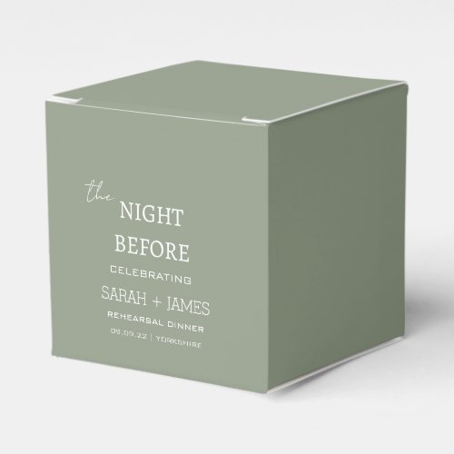 Classic Sage the Night Before Rehearsal Dinner  Favor Boxes