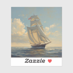 classic sailing yacht painting images 🌅⛵. sticker