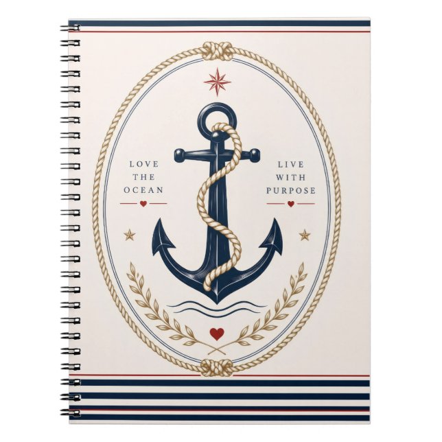 Classic Sailorcore Nautical Notepad Notebook (Front)
