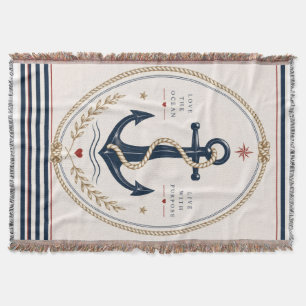 Classic Sailorcore Nautical Throw Blanket