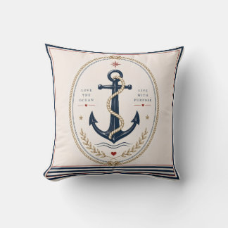 Classic Sailorcore Nautical Throw Blanket Pillow