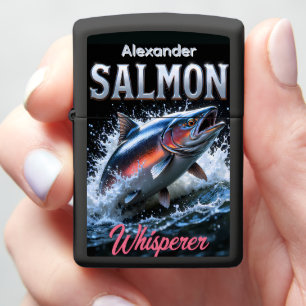 Classic Salmon Leap Personalized River Zippo Lighter