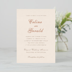 Classic Sandy Neutral Elegant Wedding Foil Invitation
