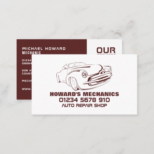 Classic Sangria Auto Mechanic  Repairs Business Card