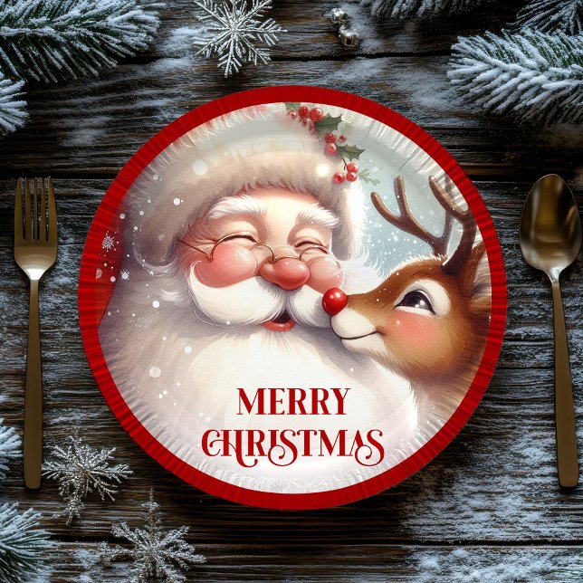 Classic Santa and Rudolph Kids Christmas Plates (Classic Santa and Rudolph Kids Christmas Paper Plates

)