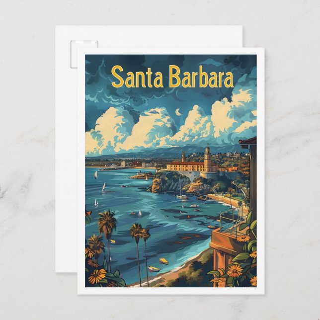 Classic Santa Barbara USA Retro Vintage Travel Postcard (Front/Back)