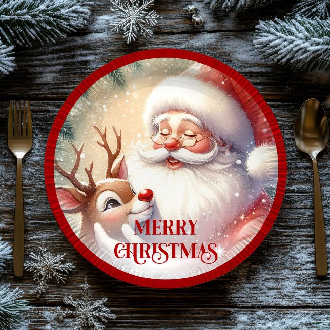 Classic Santa Cartoon Kids Christmas Party Paper P Paper Plates (Classic Santa Cartoon Kids Christmas Party Paper Plates

)