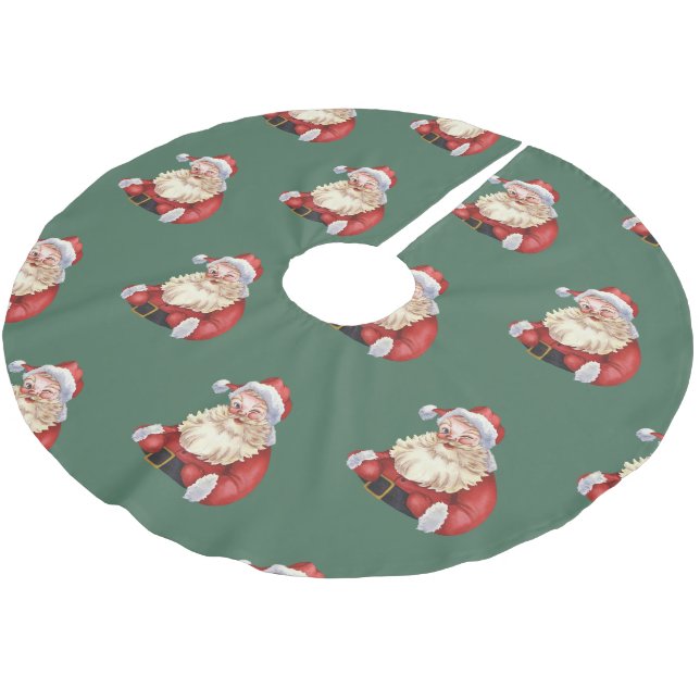 Classic Santa christmas Brushed Polyester Tree Skirt (Angled)