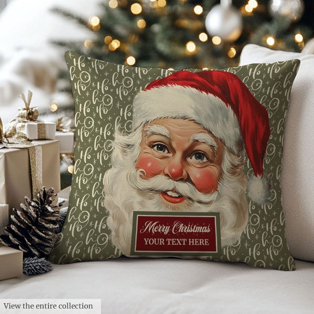 Classic Santa Christmas Pillow For Cozy Decor (Vintage Santa Claus Personalized Holiday Throw Pillow)