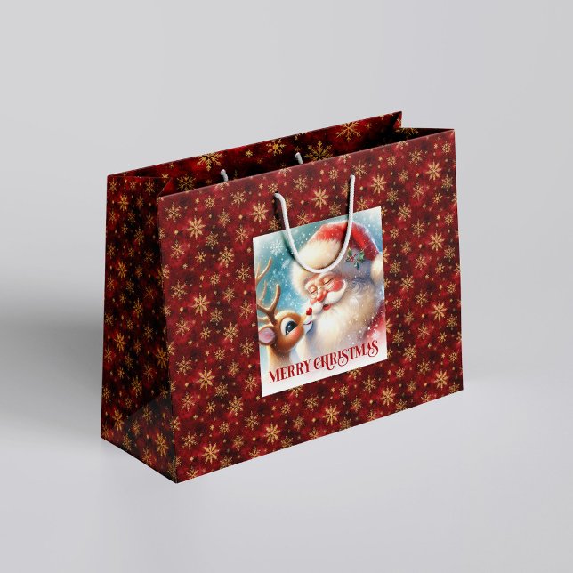 Classic Santa Claus and Rudolph Kids Christmas  Large Gift Bag (Classic Santa Claus and Rudolph Kids Christmas Gift Bag

)