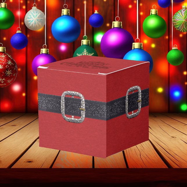 Classic Santa Claus Belt Merry Christmas Favor Boxes (Creator Uploaded)