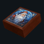 Classic Santa Claus Blue Stained Glass Gift Box<br><div class="desc">This beautiful Holiday gift box has a classic Santa Claus image against a blue stained glass looking background. Predominant colors used are tones of blue,  gold,  red,  and white. Festive!</div>
