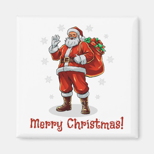 Classic Santa Claus bringing Christmas presents Magnet (Front)