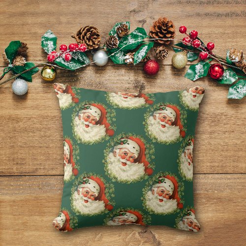 Classic Santa Claus Christmas Pattern Throw Pillow