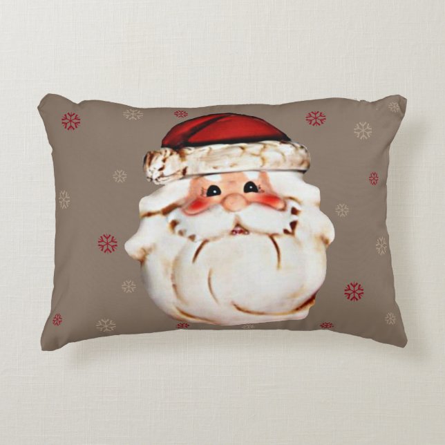 Classic Santa Claus Face Accent Pillow (Front)