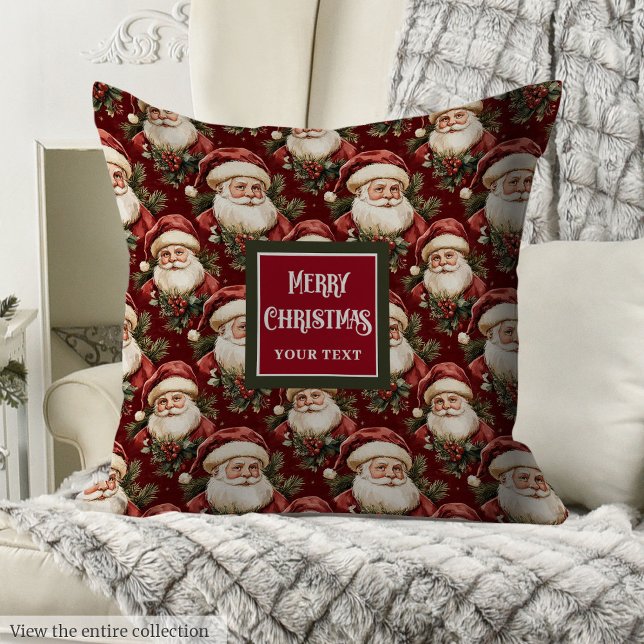 Classic Santa Claus Holly Berry Pillow (Classic Santa Claus Holly Berry Pillow)