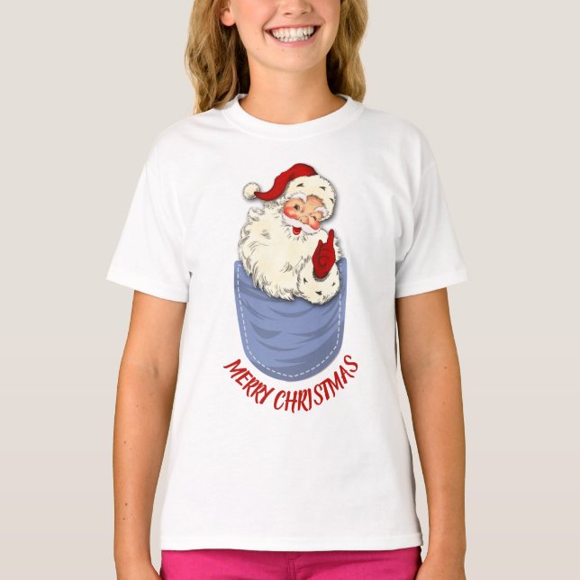 Classic Santa Claus in a Pocket Kid's T-Shirt (Front)