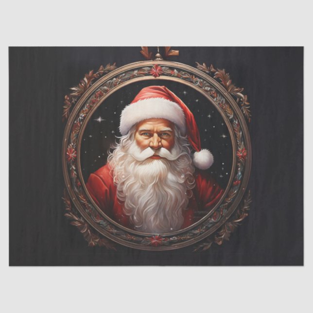 Classic Santa Claus in Ornate Frame Decoupage Craf Tissue Paper (Front)