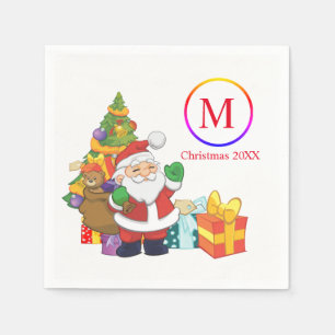 Classic Santa Claus Monogram Christmas Napkins