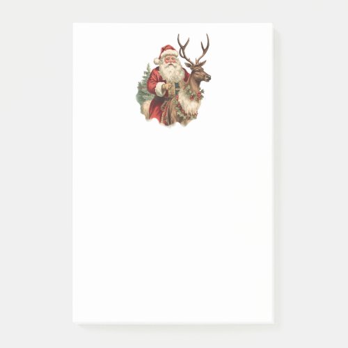 Classic Santa Claus Riding a Reindeer Christmas Post_it Notes