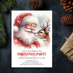 Classic Santa Claus Rudolph Christmas Eve Night Invitation