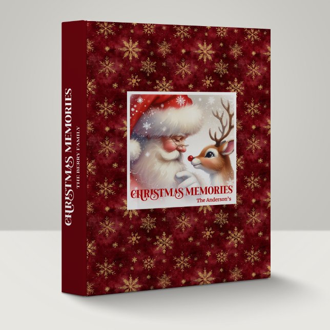 Classic Santa Claus Rudolph Holiday Scrapbook Gift 3 Ring Binder (Classic Santa Claus Rudolph Holiday Scrapbook Album Binder

)