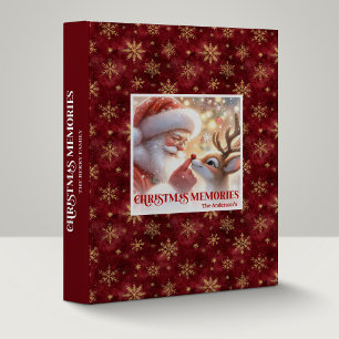 Classic Santa Claus Rudolph Memory Album Christmas 3 Ring Binder