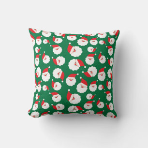 Classic Santa Claus Traditional Green Christmas Throw Pillow