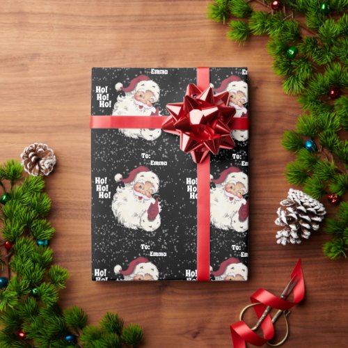 Classic Santa Claus With Snow Falling Christmas Wrapping Paper