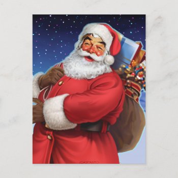 "classic Santa" Close Up Holiday Postcard by LorenzoArt at Zazzle