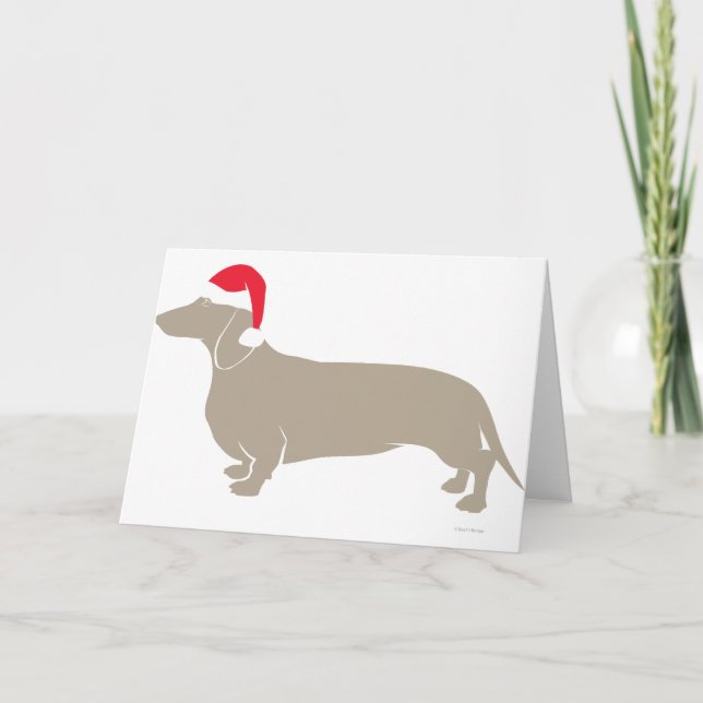 Classic Santa Doxie Dachshund Holiday Card (Front)