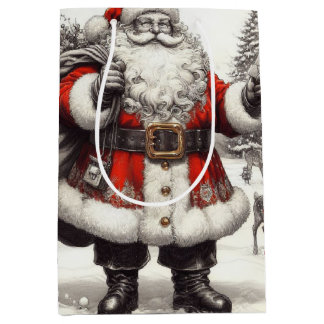 Classic Santa Old is Gold  Medium Gift Bag