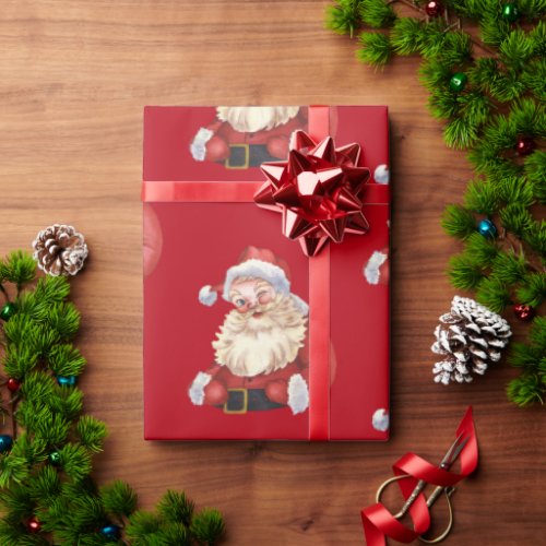 Classic Santa red background Wrapping Paper