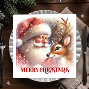Classic Santa Rudolph Christmas Party Napkins 