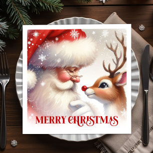 Classic Santa Rudolph Festive Dinner Set Napkins