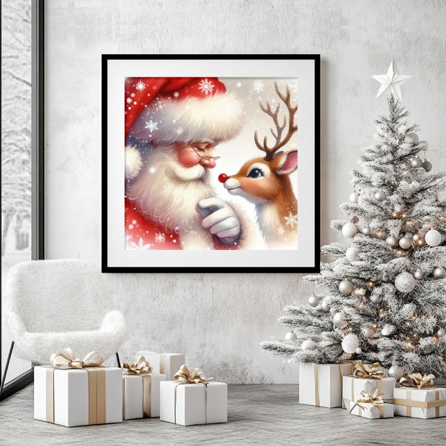 Classic Santa Rudolph Funny Christmas Wall Art (Classic Santa Rudolph Funny Christmas Wall Art)
