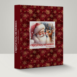 Classic Santa Rudolph Holiday Memory Album Xmas 3 Ring Binder