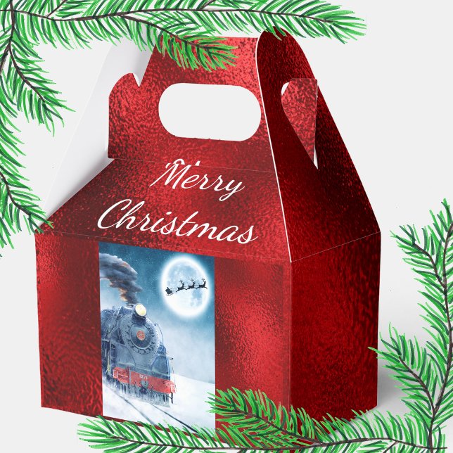 Classic Santa Train Red Foil Favor Box (Creator Uploaded)