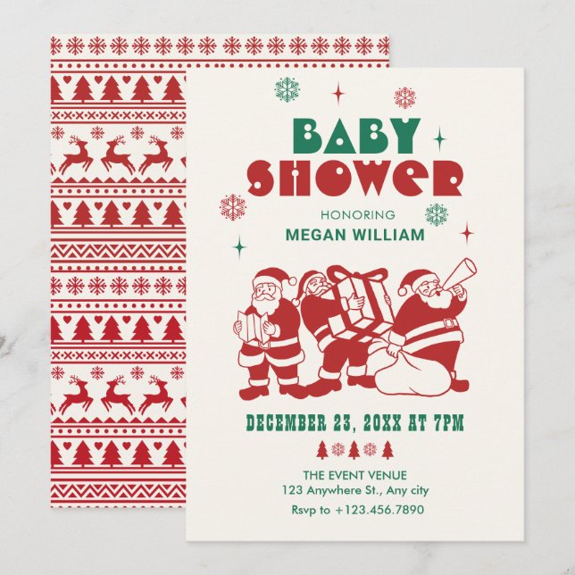 Classic santa winter baby shower invitation (Front/Back)