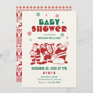 Classic santa winter baby shower invitation