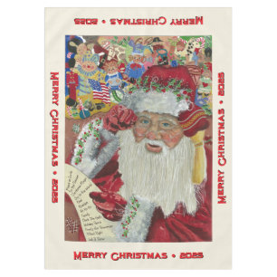 Classic Santa - Winter White Custom Christmas Tablecloth