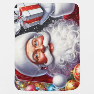 Classic Santa with present & ornaments Baby Blanket