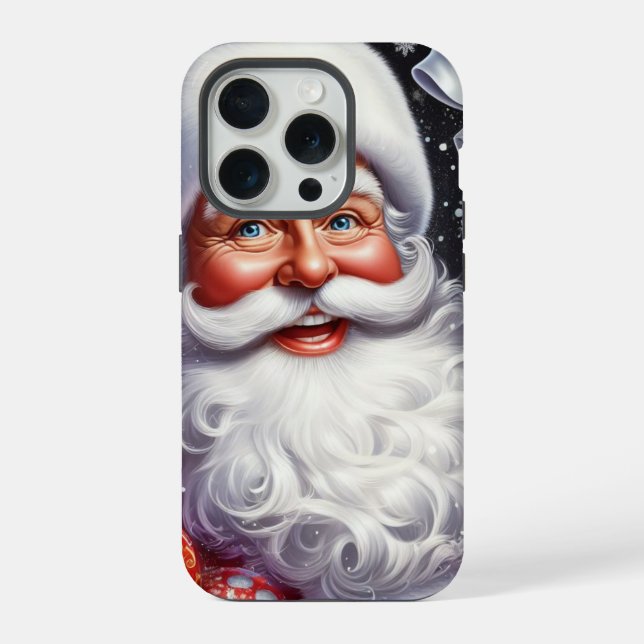 Classic Santa with present & ornaments iPhone Case (Back)