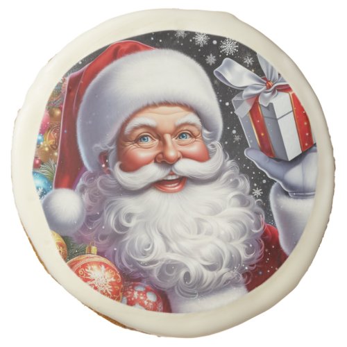 Classic Santa with present  ornaments Sugar Cookie