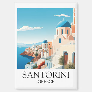 Classic Santorini Travel Artwork - Vintage Greek Magnet