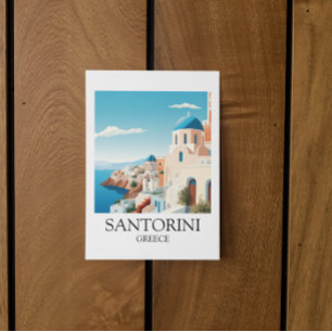 Classic Santorini Travel Artwork - Vintage Greek  Postcard