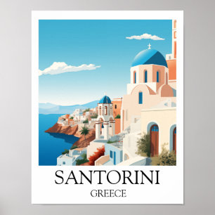 Classic Santorini Travel Artwork - Vintage Greek Poster