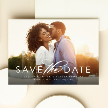Classic Save The Date Horizontal Photo Magnet by LeaDelaverisDesign at Zazzle