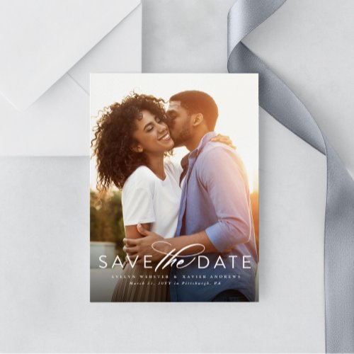 Classic save the date vertical photo magnet