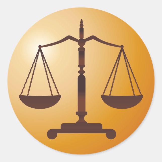 Classic Scales of Justice | Law Firm Round Sticker (Front)